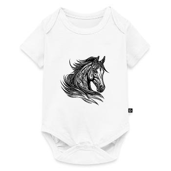 Fier portrait d’étalon avec crinière dans les chevaux du vent - Body à manches courtes Premium Bébé - blanc - Devant