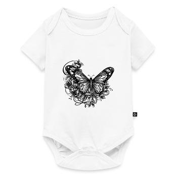 Butterfly and flowers in tattoo style - Baby Premium short-sleeve bodysuit - white - Front