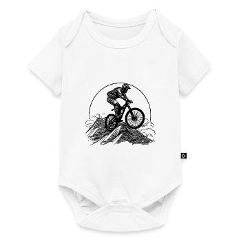 Mountain peak mountain biker with bike - Baby Premium short-sleeve bodysuit - white - Front