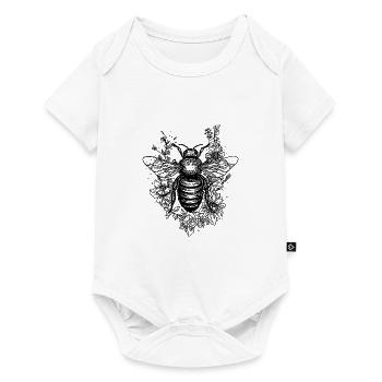 Mignonne petite abeille tatouée sur une fleur - Body à manches courtes Premium Bébé - blanc - Devant