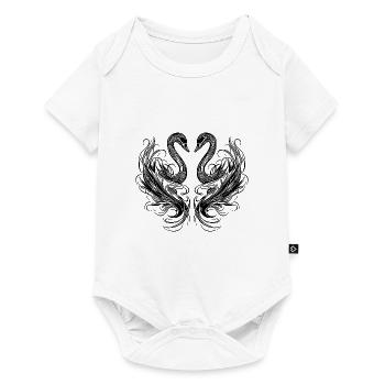 Cygnes élégants en forme de cœur - Body à manches courtes Premium Bébé - blanc - Devant
