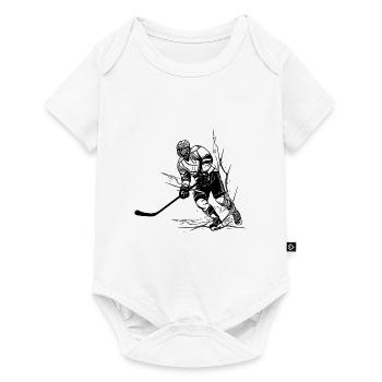 Motif de fan de joueur de hockey sur glace cool - Body à manches courtes Premium Bébé - blanc - Devant