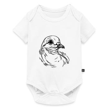 Élégante tête de colombe dans les lignes de style tatouage - Body à manches courtes Premium Bébé - blanc - Devant