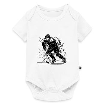Motif d’éventail de joueur de hockey rapide - Body à manches courtes Premium Bébé - blanc - Devant
