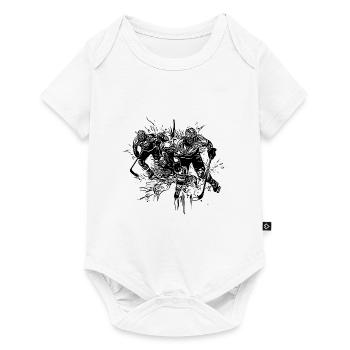 Cooles Fan Motiv Eishockey Spieler in Formation - Baby Premium Kurzarmbody - Weiß - Vorne