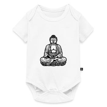 Bouddha d’Extrême-Orient Lotus Méditation Style de tatouage - Body à manches courtes Premium Bébé - blanc - Devant