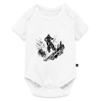 Vététistes à vélo en haut de la montagne - Body à manches courtes Premium Bébé - blanc - Devant