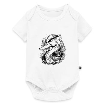 Mignon petit canard avec un sourire amusant - Body à manches courtes Premium Bébé - blanc - Devant