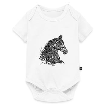 Etalon élégant avec une belle crinière de tatouage - Body à manches courtes Premium Bébé - blanc - Devant