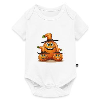 Smiling Halloween Family Pumpkin with Spell Hat - Baby Premium short-sleeve bodysuit - white - Front