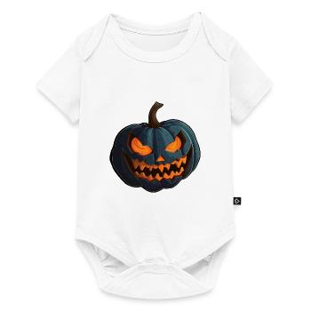 Pumpkin with spooky glowing Halloween eyes - Baby Premium short-sleeve bodysuit - white - Front