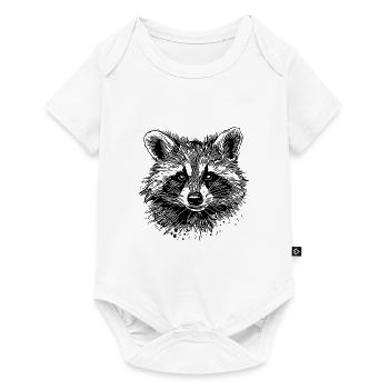 Niedlicher kleiner Waschbär Gesicht Porträt - Baby Premium Kurzarmbody - Weiß - Vorne