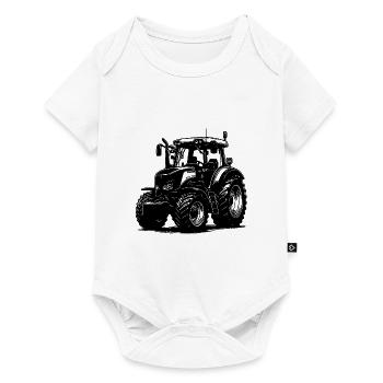 Große Hektar Schlepper Landmaschinen Traktor - Baby Premium Kurzarmbody - Weiß - Vorne