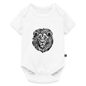 Wilde Löwen Kopf Mähne Großkatzen Tattoo - Baby Premium Kurzarmbody - Weiß - Vorne