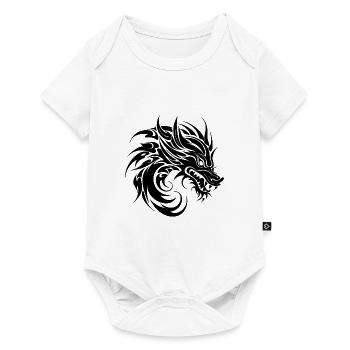 Gefährlicher fauchender Tattoo Style Drachen Kopf - Baby Premium Kurzarmbody - Weiß - Vorne
