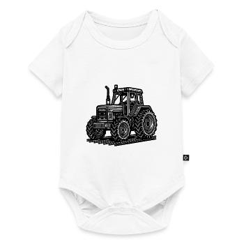 Landmaschinen Hektar Traktor Feld Schlepper - Baby Premium Kurzarmbody - Weiß - Vorne