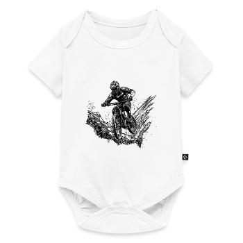 Mountainbiker Radfahrer Schlamm Wald Abfahrt - Baby Premium Kurzarmbody - Weiß - Vorne