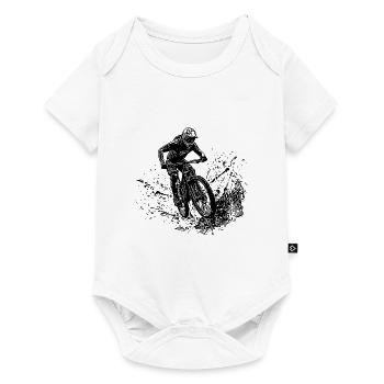 Berg Mountainbiker Schlamm Spritzer Abfahrt - Baby Premium Kurzarmbody - Weiß - Vorne