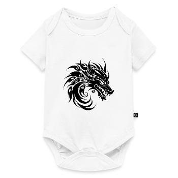 Tattoo Style brüllender chinesischer Drache Kopf - Baby Premium Kurzarmbody - Weiß - Vorne