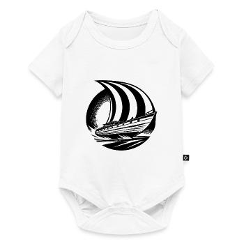 Sleek sailing ship with square sail - Baby Premium short-sleeve bodysuit - white - Front