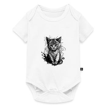 Knuddelige kleine Katze im Vintage Tattoo Style - Baby Premium Kurzarmbody - Weiß - Vorne