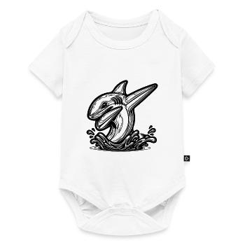 Grimmiger Dabbing Hai - Dabbender Hai - Baby Premium Kurzarmbody - Weiß - Vorne