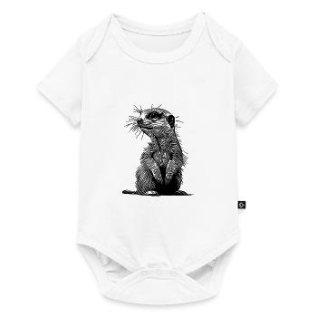 Suricate mignon avec de la fourrure et des rayures croisées - Body à manches courtes Premium Bébé - blanc - Devant
