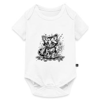 Mignon petit chat du chat poté dans le style graffiti - Body à manches courtes Premium Bébé - blanc - Devant