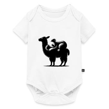Cuddly llama with chilling koala on his back - Baby Premium short-sleeve bodysuit - white - Front