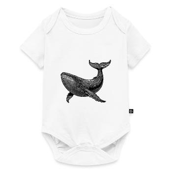 Vintage baleine énorme créature marine flottante - Body à manches courtes Premium Bébé - blanc - Devant