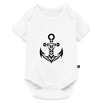 Old Wet Anchor with Tribal Tattoo Style - Baby Premium short-sleeve bodysuit - white - Front