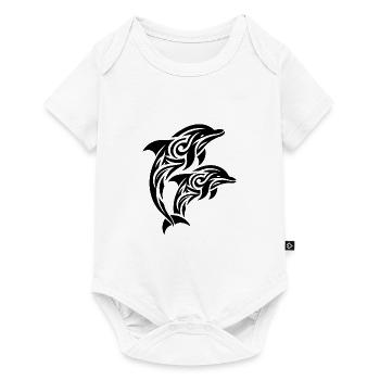 Springende Tribal Tattoo Delfine - Baby Premium Kurzarmbody - Weiß - Vorne