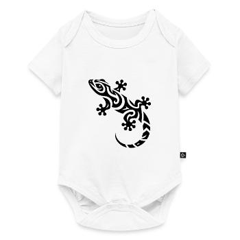 Mignon petit gecko dans le style de tatouage tribal - Body à manches courtes Premium Bébé - blanc - Devant