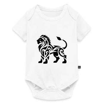 Elegant tribal tattoo lion with wild mane - Baby Premium short-sleeve bodysuit - white - Front