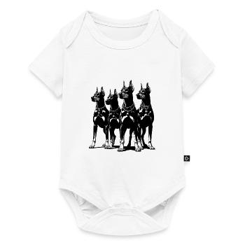 Vier schlaue wachsame Dobermänner Hunde - Baby Premium Kurzarmbody - Weiß - Vorne