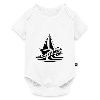 Schnelles Segelboot auf Kurs in großen Wellen - Baby Premium Kurzarmbody - Weiß - Vorne