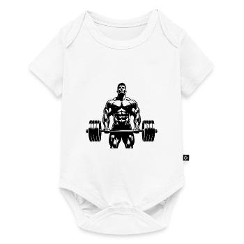 Ambitionierter ehrgeiziger Athlet mit Langhantel - Baby Premium Kurzarmbody - Weiß - Vorne