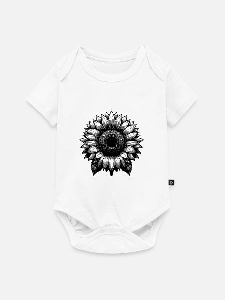 Große blühende Sonnenblume - Baby Premium Kurzarmbody - Weiß