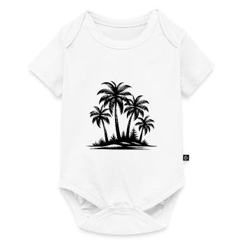 Tropische Palmen und Strand - Baby Premium Kurzarmbody - Weiß - Vorne