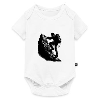 Hikers climbing on the mountain top rock - Baby Premium short-sleeve bodysuit - white - Front