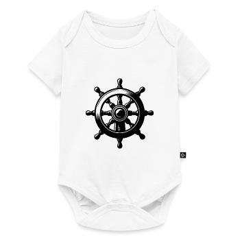 Seefahrt Ruderwache Klassisches Schiff Steuerrad - Baby Premium Kurzarmbody - Weiß - Vorne