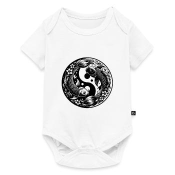 Eleganter Yin und Yang Koi Karpfen Yoga Kreis - Baby Premium Kurzarmbody - Weiß - Vorne