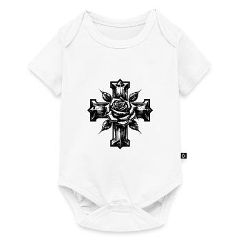 Rose avec des épines sur une croix - Body à manches courtes Premium Bébé - blanc - Devant