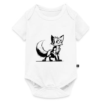 Sympathisch schlauer Fuchs Strich Zeichnung - Baby Premium Kurzarmbody - Weiß - Vorne