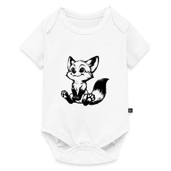 Smiling Sitting Fox Baby Stroke Drawing - Baby Premium short-sleeve bodysuit - white - Front