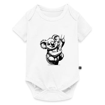 Grinsender Australischer Kinder Bleistift Koala - Baby Premium Kurzarmbody - Weiß - Vorne
