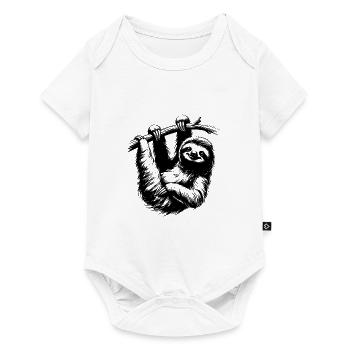 Hanging out with yoga sloth pencil drawing - Baby Premium short-sleeve bodysuit - white - Front