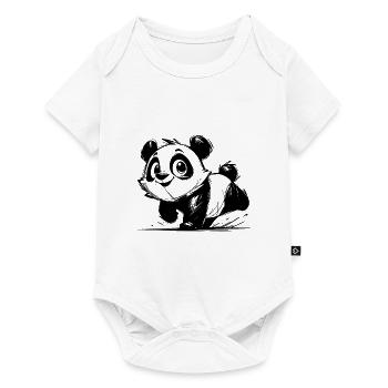 Little Cute Panda Baby Pencil Drawing - Baby Premium short-sleeve bodysuit - white - Front