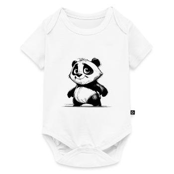 Mignon bébé ours panda avec de grands yeux croquis - Body à manches courtes Premium Bébé - blanc - Devant