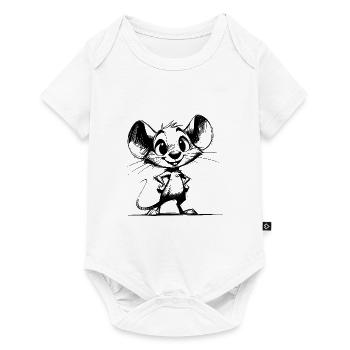 Cute Kids Pencil Mouse with Big Ears - Baby Premium short-sleeve bodysuit - white - Front